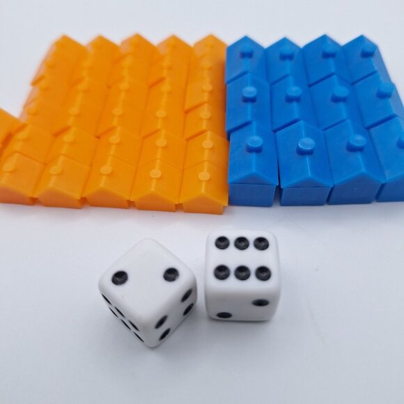 Monopoly Houses Hotels Dice Replacement Pieces Blue Orange Fox Family Guy Game - Picture 2 of 6